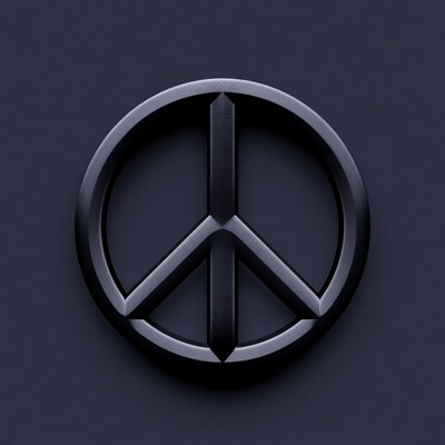 Black Peace Symbol on Dark Background