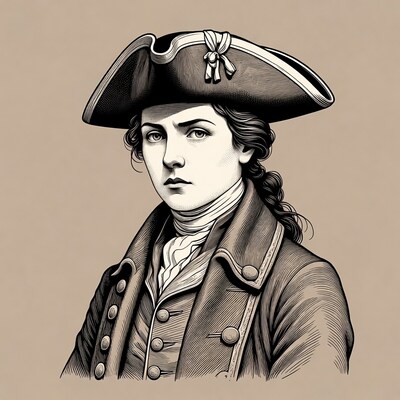 Woman in tricorn hat illustration