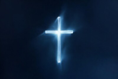Glowing Cross on Dark Background