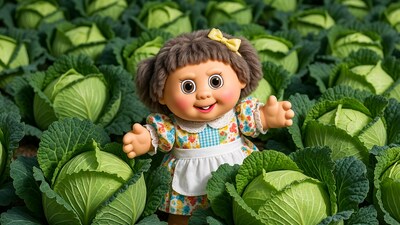 Cabbage Patch doll girl in cabbage patch
