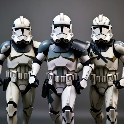 Three Clone Troopers Standing Together