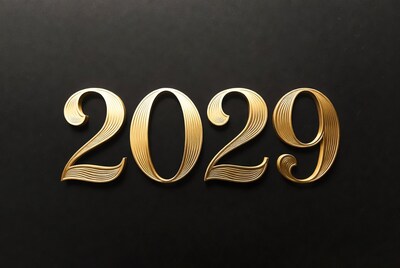 Golden 2029 on Black Background