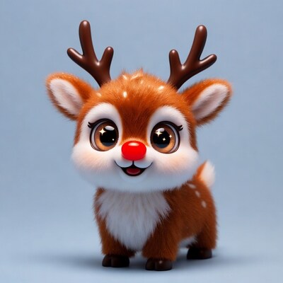 Cute Rudolph Reindeer with Red Nose