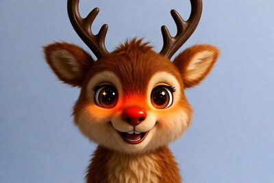 Cute cartoon reindeer smiling