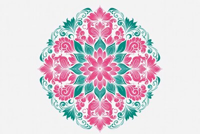 Pink and Teal Mandala Flower