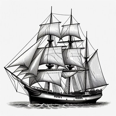 Sailing Ship with Full Sails