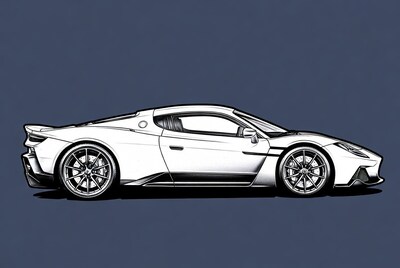 White Supercar Side View Illustration