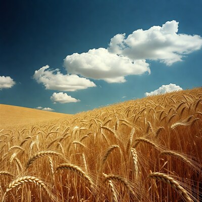 Golden Wheat Field Under Blue Sky