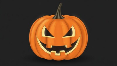 Jack-o-lantern pumpkin on black background