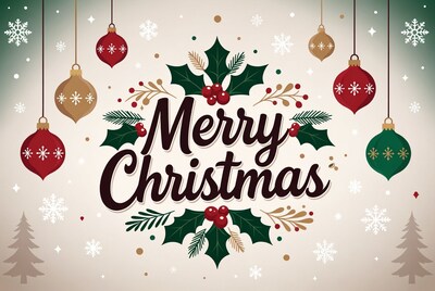 Merry Christmas Illustration with Ornaments