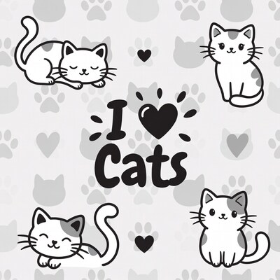 I Love Cats illustration