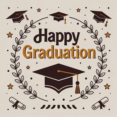 Happy Graduation Illustration with Caps