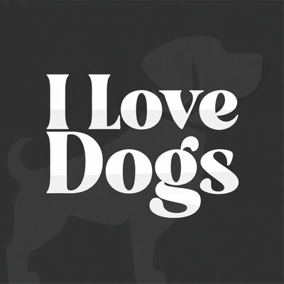 I Love Dogs Text with Silhouettes