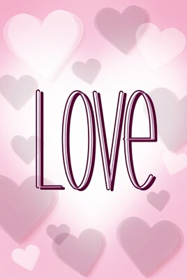 LOVE Text with Pink Hearts