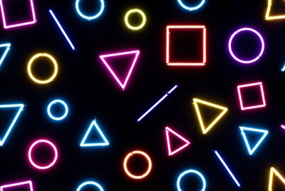 Neon Geometric Shapes on Black