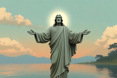 Jesus Christ statue with arms outstretched