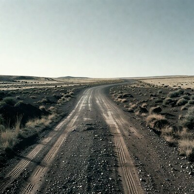 Winding Dirt Road in Desert Landscape