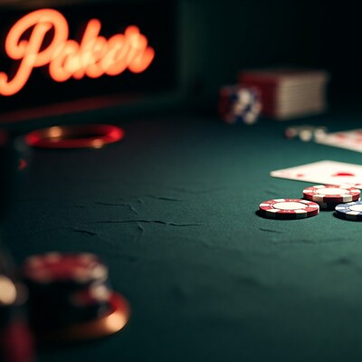 Poker Table with Chips and Cards