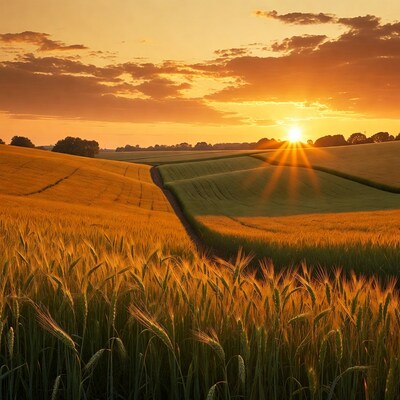 Golden Wheat Fields at Sunset
