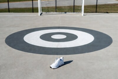 White Sneaker on Soccer Target Circle