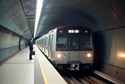 Man waiting for subway train