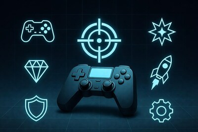 Glowing PS4 Controller with Game Icons