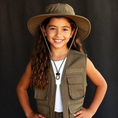 Girl in safari hat and vest