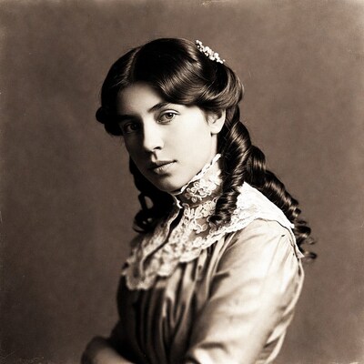 Victorian woman in lace collar portrait