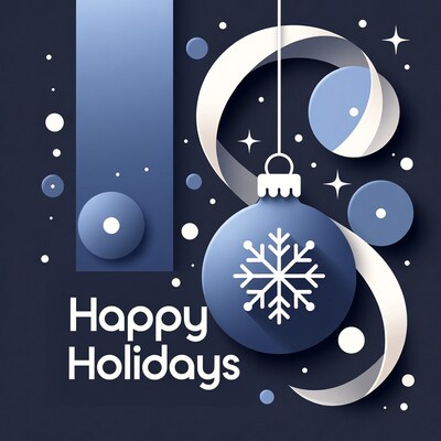 Happy Holidays Blue Ornament Illustration
