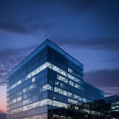 Glass Office Building at Night