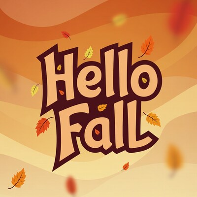 Hello Fall Text with Autumn Leaves