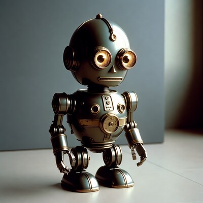 Cute steampunk robot standing