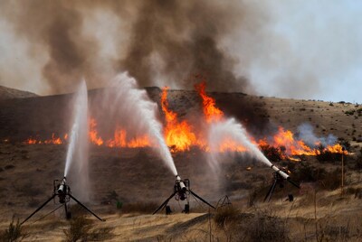 Water Cannons Fighting Wildfire