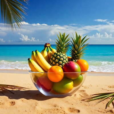 Tropical Fruit Bowl on Beach