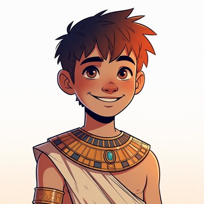 Smiling boy in Egyptian pharaoh costume