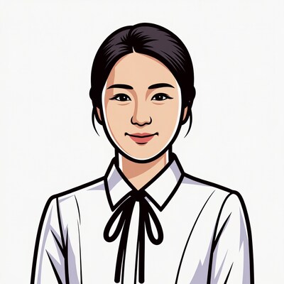 Asian woman in white shirt illustration