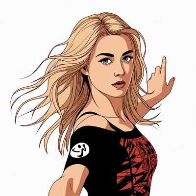 Blonde woman flipping middle finger illustration