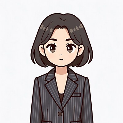 Asian woman in pinstripe suit illustration