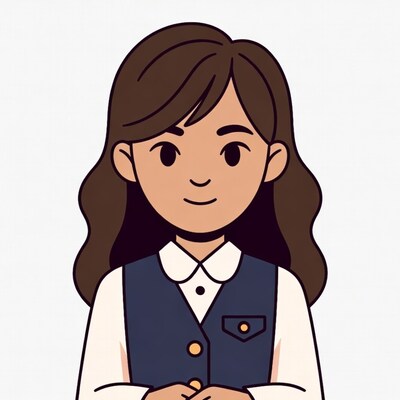 Smiling woman in vest illustration