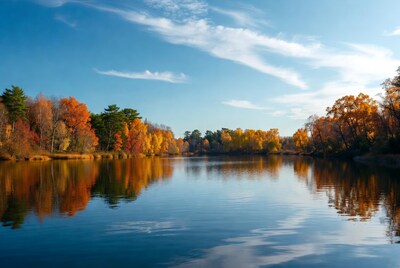 Autumn Trees Reflecting in Lake
