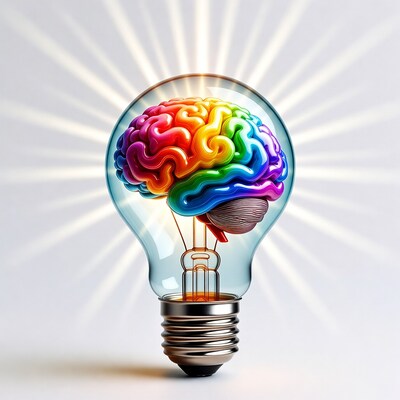 Rainbow Brain in Lightbulb