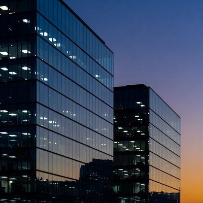 Glass Skyscrapers at Sunset