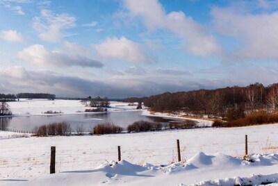 Winter Landscape with Frozen Lake
