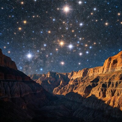 Starry Sky over Red Rock Canyon