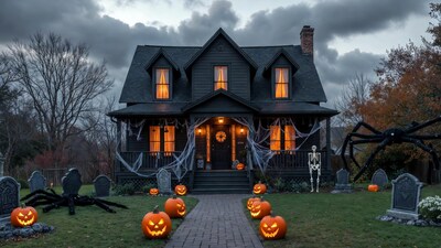Spooky Halloween House with Pumpkins