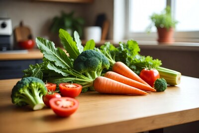 Fresh vegetables on kitchen counter
