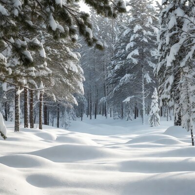 Snowy Pine Forest Path