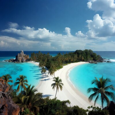Tropical island with white sand beach