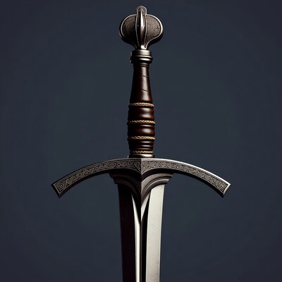Ornate Medieval Sword on Dark Background
