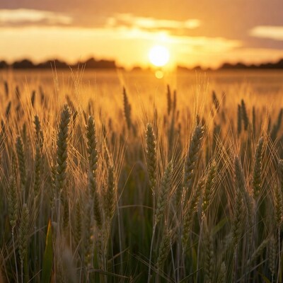 Wheat field at sunset